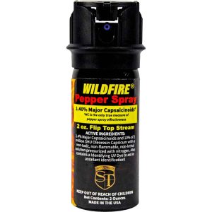 WildFire™ 1.4% MC Pepper Spray Stream – Available in 2 oz and 4 oz with Flip Top or Locking Actuator & UV Dye